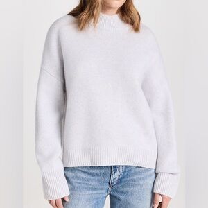 Nadaam Super Luxe Cashmere Mock Neck Sweater, Frost Grey, Size S